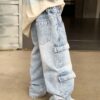 2025 New Korean-Style Boys' Loose Fit Vintage Denim Cargo Pants – Streetwear-Inspired Comfort for Trendy Toddlers