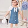 Girls' Casual Summer Slim-Fit Denim-Style Dress – Charming French-Inspired Design for Everyday Play