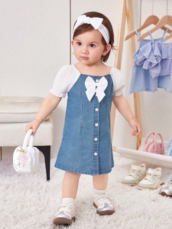 Girls' Casual Summer Slim-Fit Denim-Style Dress – Charming French-Inspired Design for Everyday Play