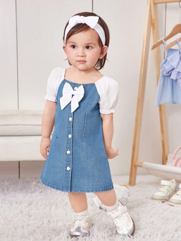 Girls' Casual Summer Slim-Fit Denim-Style Dress – Charming French-Inspired Design for Everyday Play