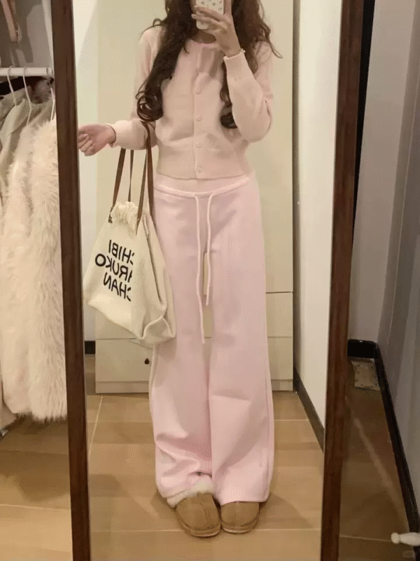 5a5a3b21-77da-4a6e-b5fc-63277bf59fc3 Pink High-Waist Wide-Leg Pants — Soft Draped Comfort Fit