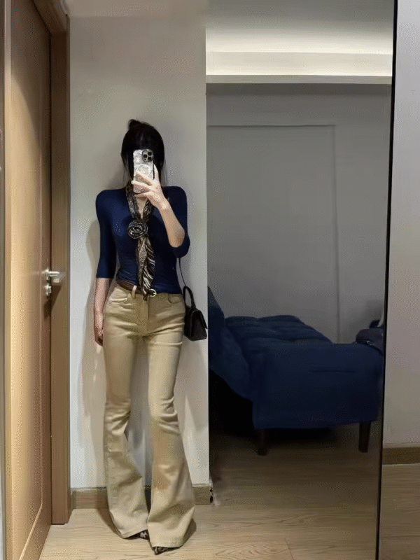 Fleece-Lined High-Waist Flared Denim Pants — Slimming & Elongated Fit