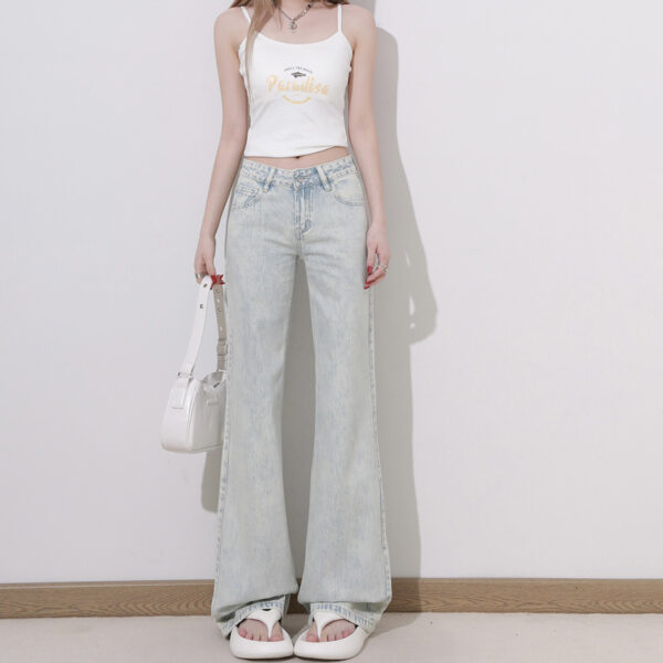 SKU-01-浅蓝-长裤 Washed Denim Low-Rise Flare Jeans — Fluid Drape & Relaxed Fit