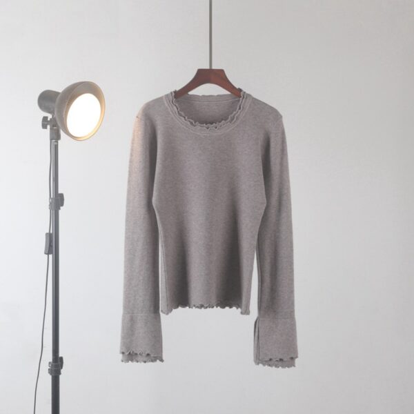 SKU-02-褐色 Stretch Denim Low-Rise Micro Flare Jeans — Slimming & Durable