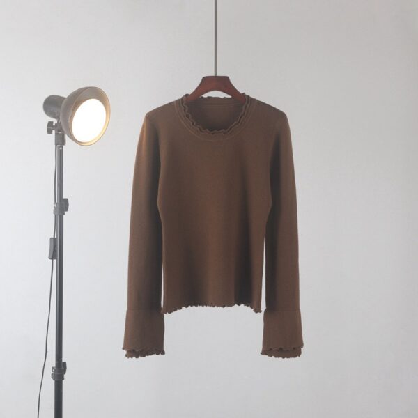 SKU-03-咖啡色 Stretch Denim Low-Rise Micro Flare Jeans — Slimming & Durable