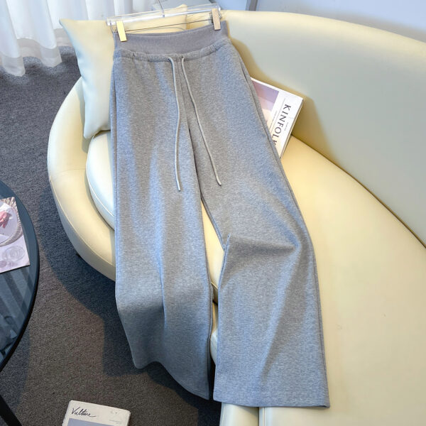 SKU-03-灰色-长裤 Pink High-Waist Wide-Leg Pants — Soft Draped Comfort Fit