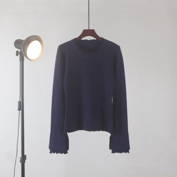 SKU-04-藏蓝色 Stretch Denim Low-Rise Micro Flare Jeans — Slimming & Durable