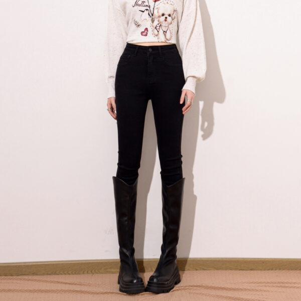 Washed Black Slim-Fit Denim Pants — High-Waist Sculpting Look