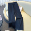 SKU-05-蓝色-长裤 Pink High-Waist Wide-Leg Pants — Soft Draped Comfort Fit