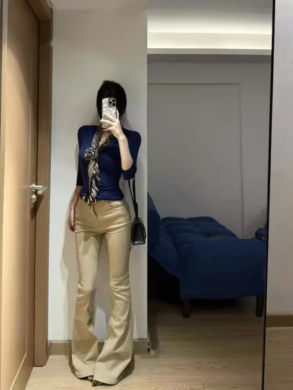 Fleece-Lined High-Waist Flared Denim Pants — Slimming & Elongated Fit