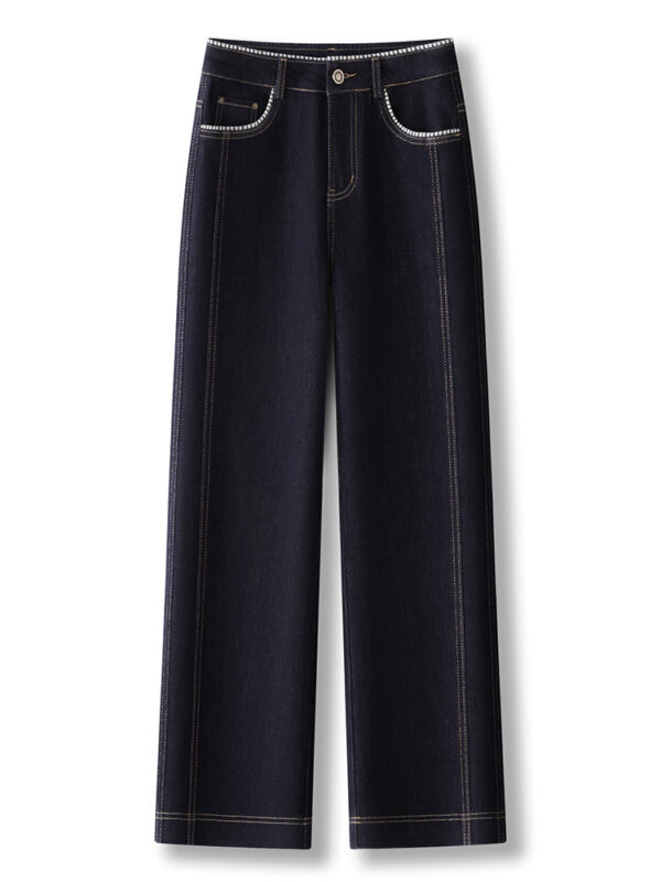 High-Waist Slim Straight Denim Pants — Vintage Narrow-Leg Cropped Fit