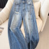 主图-01 Washed Denim Distressed Wide-Leg Pants Fabric — Draped & Durable Streetwear Look