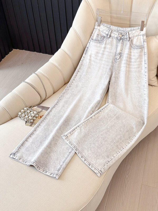 主图-01 Glacier Gray Washed Wide-Leg Denim Pants — Vintage Tone & Fluid Winter Drape