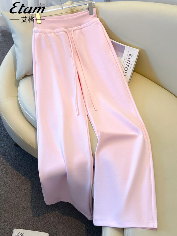 主图-01 Pink High-Waist Wide-Leg Pants — Soft Draped Comfort Fit