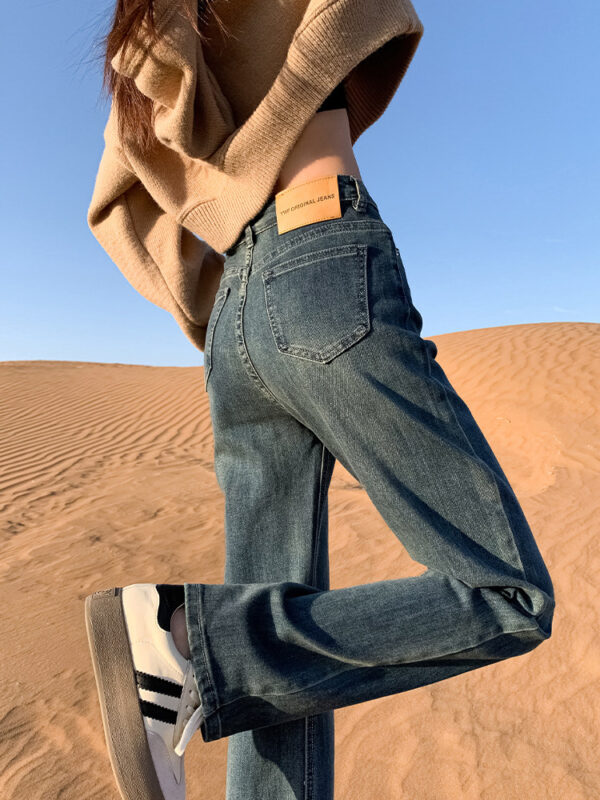 Washed Denim Wide-Leg Fabric — Slimming High-Waist Structure