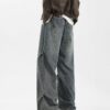 Washed Fleece-Lined Denim Pants — Loose Straight American Street Style