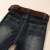 主图-02 Retro Dark Blue Micro-Flare Denim Fabric — Sculpting Fit & Vintage Wash