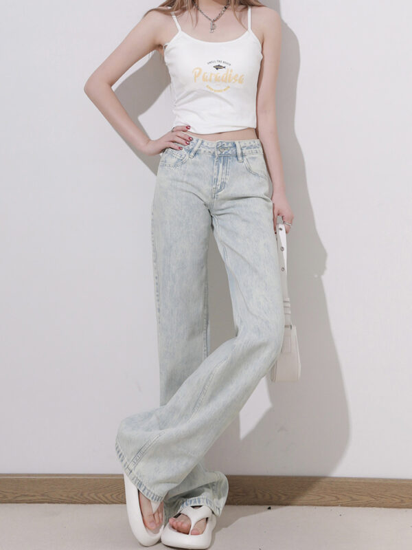 主图-02 Washed Denim Low-Rise Flare Jeans — Fluid Drape & Relaxed Fit