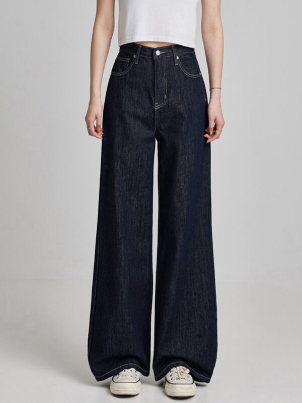 主图-02 Tencel Wide Leg Jeans — High Waist Relaxed Fit American Style Denim Pants