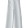 High-Waist Washed Denim Straight-Leg Pants — Slimming for Pear-Shaped Body