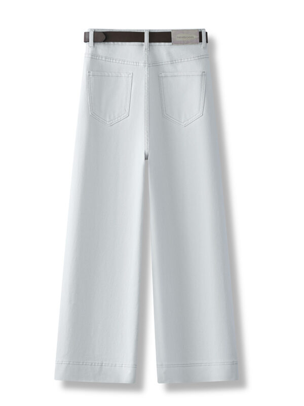 High-Waist Washed Denim Straight-Leg Pants — Slimming for Pear-Shaped Body