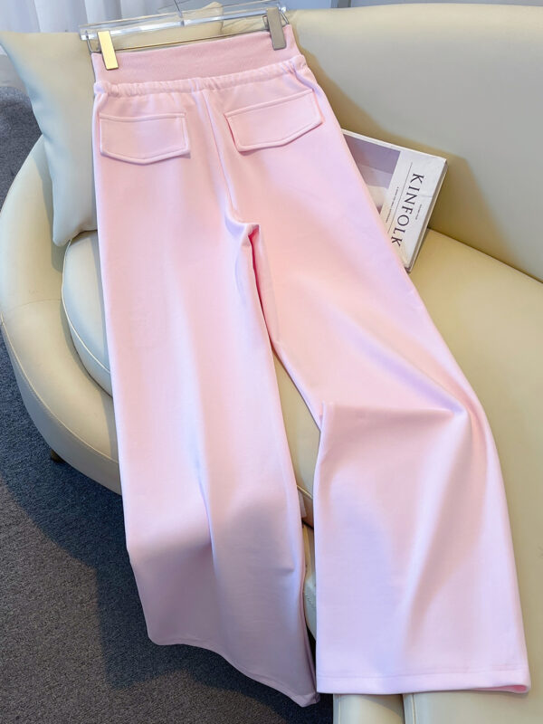 主图-02 Pink High-Waist Wide-Leg Pants — Soft Draped Comfort Fit