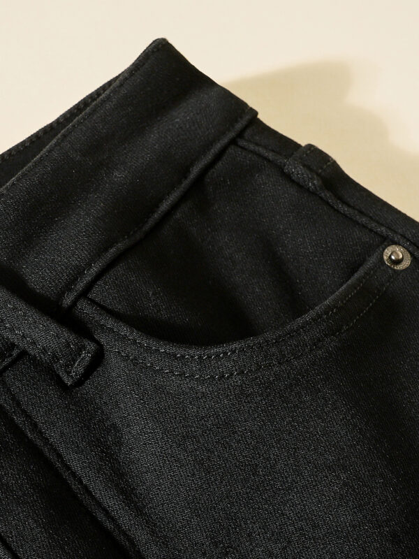 Stretch Washed Black Denim Pants — Slim Fit & Winter Warmth