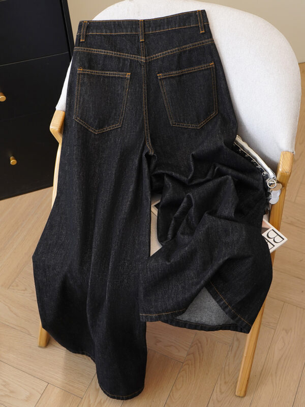 主图-03 High-Waist Wide-Leg Denim Pants — Loose Straight Fit, Washed Finish