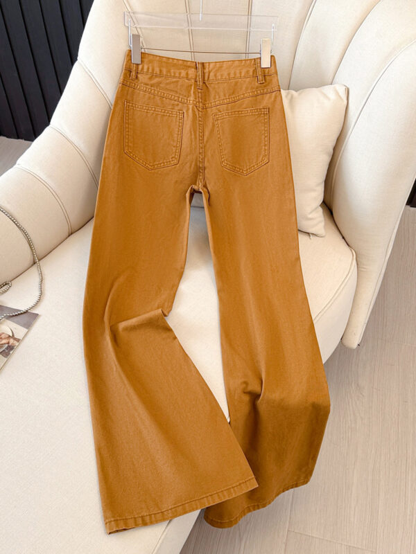 Earth-Tone Washed Low-Waist Flare Denim Pants — Chic Drape & Trend-Driven Silhouette