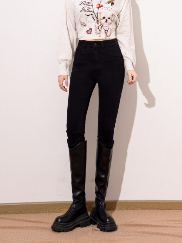 Washed Black Slim-Fit Denim Pants — High-Waist Sculpting Look
