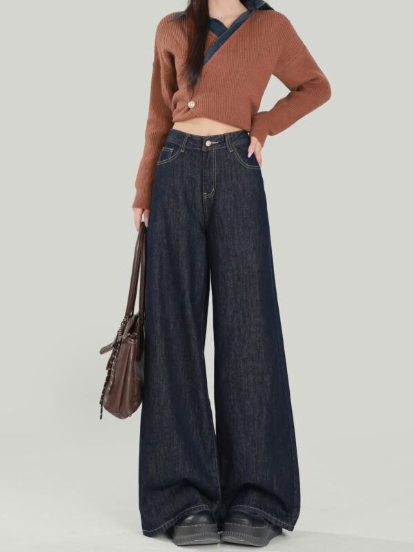 主图-03 Denim Fleece-Lined Wide-Leg Jeans — Warm & Relaxed Fit for Fall/Winter