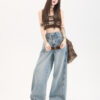 主图-04 Light Wash High-Waist Wide Leg Denim Pants — Slimming Draped Fit