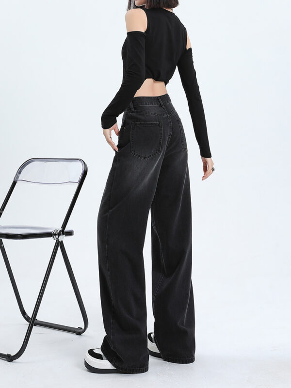 Washed Thermal Fleece Denim — High-Waist Wide-Leg Winter Pants