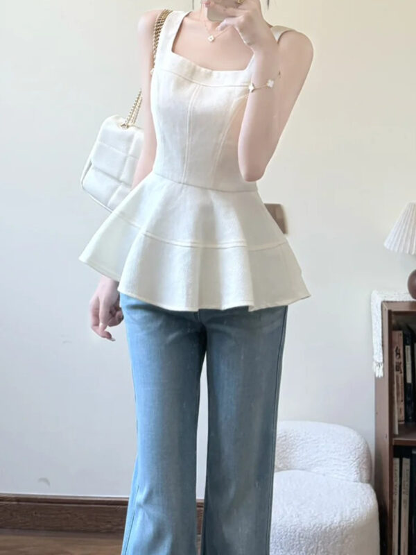 Light Blue Stretch Flared Denim Pants — High-Waist Slim Fit for Autumn Wear