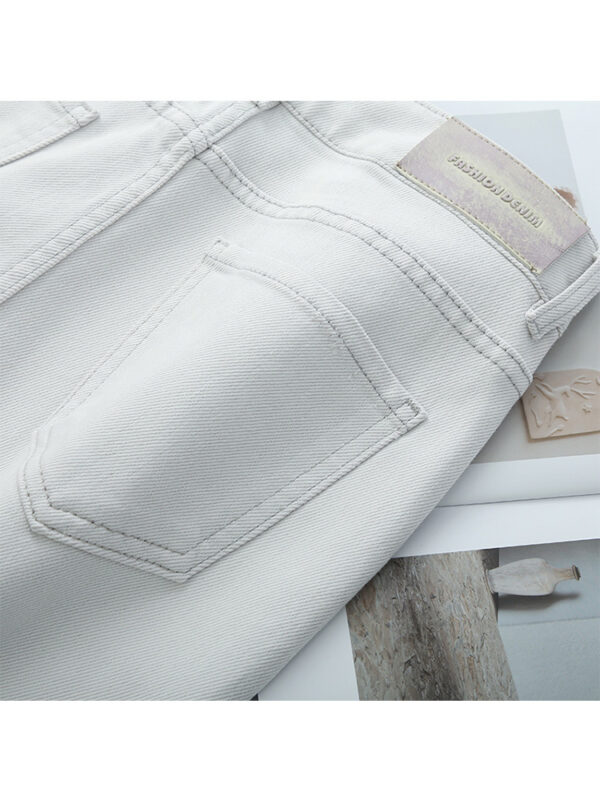 High-Waist Washed Denim Straight-Leg Pants — Slimming for Pear-Shaped Body