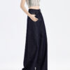 主图-05 Fleece-Lined Dark Blue Wide-Leg Denim Pants — Warm & Fluid Drape