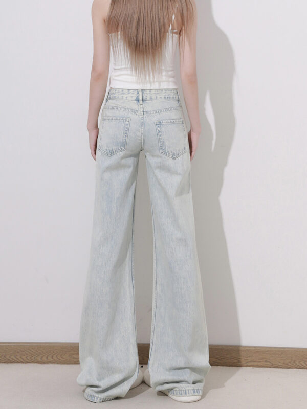 主图-05 Washed Denim Low-Rise Flare Jeans — Fluid Drape & Relaxed Fit