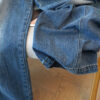 Washed Blue Curved Wide-Leg Denim Pants — Vintage Fade & Relaxed Knife-Leg Shape