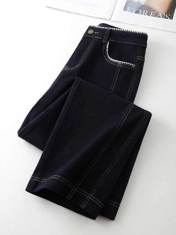 High-Waist Slim Straight Denim Pants — Vintage Narrow-Leg Cropped Fit