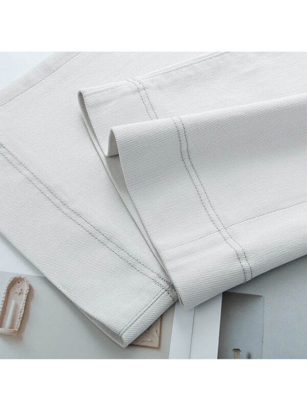 High-Waist Washed Denim Straight-Leg Pants — Slimming for Pear-Shaped Body