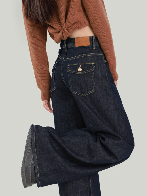 主图-05 Denim Fleece-Lined Wide-Leg Jeans — Warm & Relaxed Fit for Fall/Winter