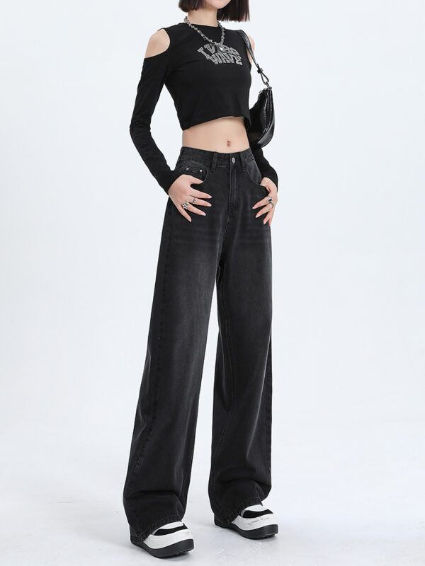 Washed Thermal Fleece Denim — High-Waist Wide-Leg Winter Pants