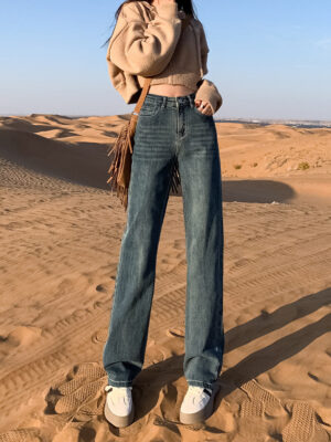 主图-06 Washed Denim Wide-Leg Fabric — Slimming High-Waist Structure