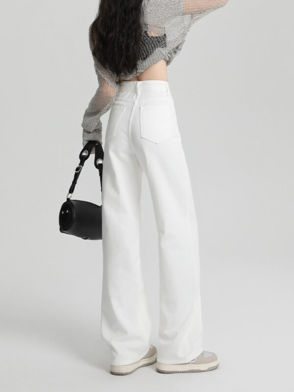主图-06 Black High-Waist Narrow Wide-Leg Denim Pants — Slimming Draped Fit for Tall Silhouette