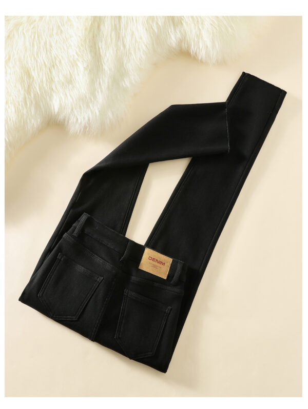 Stretch Washed Black Denim Pants — Slim Fit & Winter Warmth