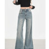详情-02 Washed Denim Bootcut Jeans — Slimming High-Waist Flare Fit