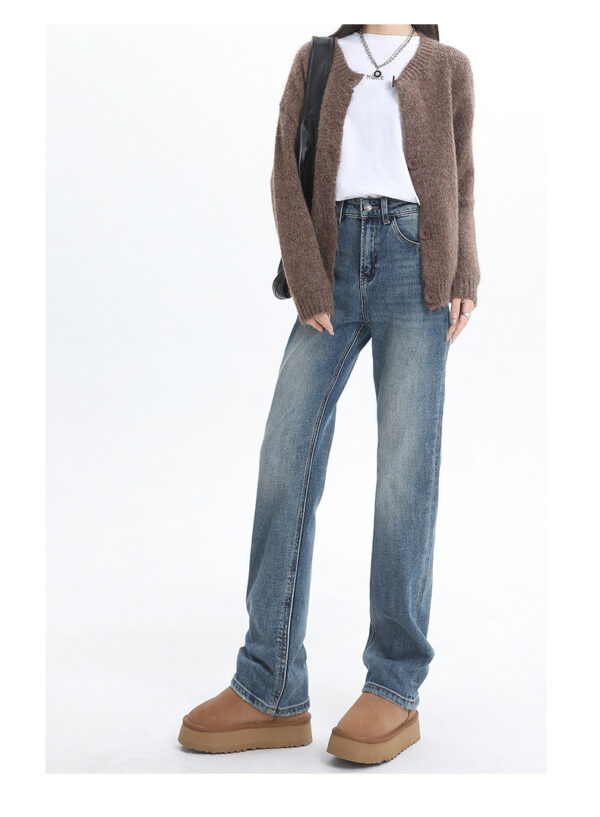 Stretch Denim Straight Wide-Leg Jeans — High-Waist Slimming Fit