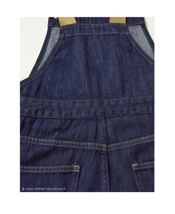 Dark Blue Denim Overall Jumpsuit — High-Waist Relaxed Fit
