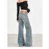 详情-07 Washed Denim Bootcut Jeans — Slimming High-Waist Flare Fit