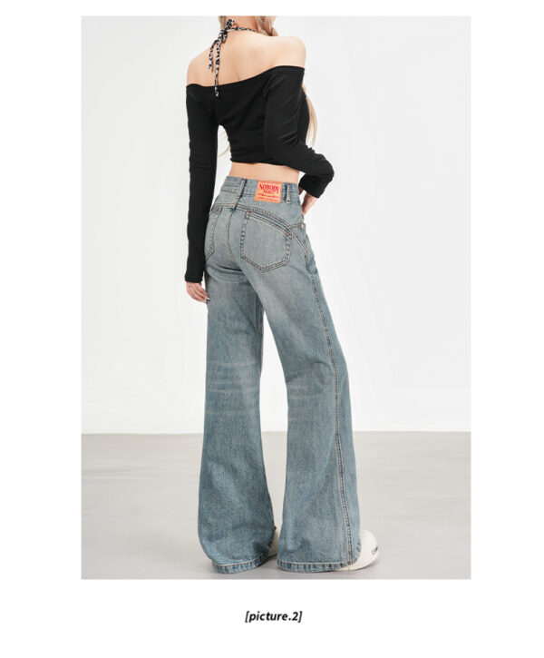 详情-07 Washed Denim Bootcut Jeans — Slimming High-Waist Flare Fit